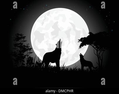 Wolf-Schrei-silhouette Stock Vektor