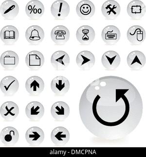 Pfeil und direktionale Symbole in grauer Farbe Stock Vektor