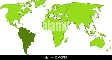 Südamerika-Weltkarte Stock Vektor