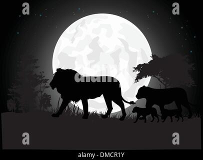 Silhouette des Löwen Reise Stock Vektor