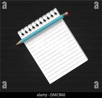 leeren Notizblock mit Bleistift Stock Vektor