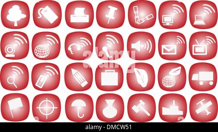 Die Icons Set auf rotem Grund Stock Vektor