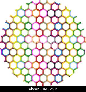 Multi-Farben von Hexagon auf Kreis-Hintergrund Stock Vektor