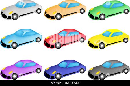 Bunte Illustration Satz von Sportwagen-Ikone Stock Vektor
