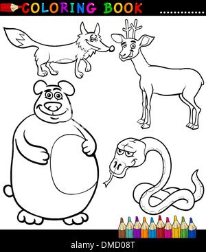 Cartoon wilde Tiere für Malbuch Stock Vektor