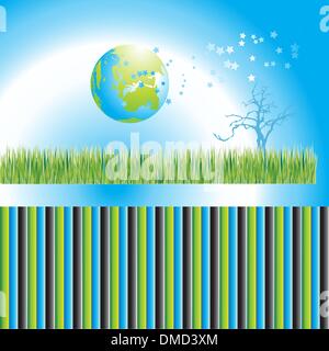 Weltkarte, 3D-Globus, Fantasy-Rahmen Stock Vektor