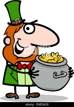 Kobold mit gold Cartoon illustration Stock Vektor