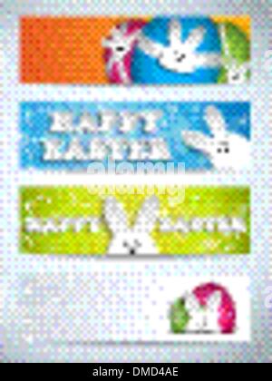 Frohe Ostern Hase Bunny Set von Bannern Stock Vektor