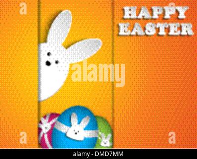 Frohe Ostern Hase Bunny auf orangem Hintergrund Stock Vektor