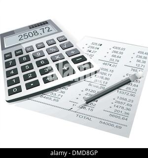 Finanz-Charts und Grafiken auf dem Tisch Stock Vektor