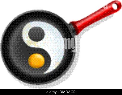 Spiegelei in der Pfanne mit Ying-Yang symbol Stock Vektor