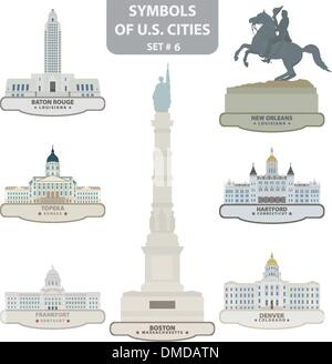 Symbole der US-Städte Stock Vektor