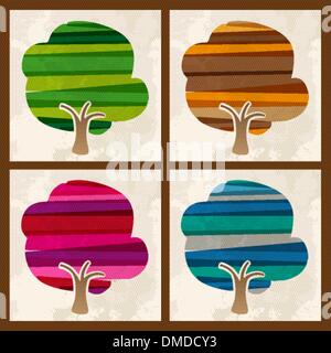 Four Seasons multicolor Baum set Stock Vektor