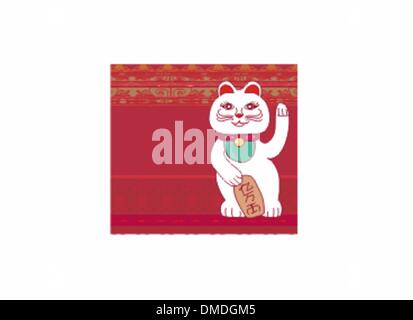 Traditionelle chinesische Katze des Glücks card Stock Vektor