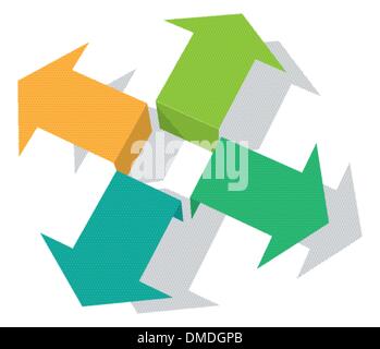 Vier grüne Pfeile in verschiedene Richtungen Stock Vektor