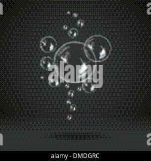 Seifenblasen auf blauem Hintergrund schwarz Stock Vektor