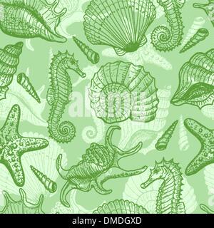 Meer Hand gezeichnete nahtlose Muster Stock Vektor