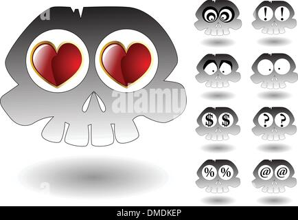 die Vektor-Cartoon-Schädel-Satz Stock Vektor