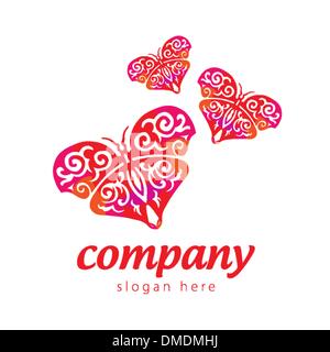 Schmetterlinge in Form von Herzen Stock Vektor