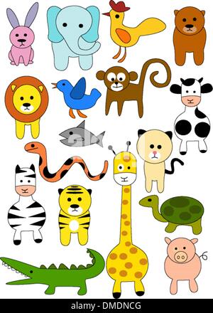 Tierische Doodle Kollektion Stock Vektor