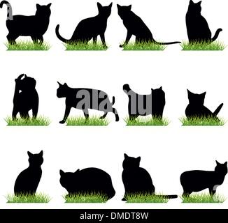 Katzen Silhouetten eingestellt Stock Vektor