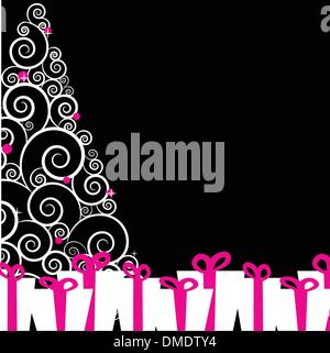 Vintage Grußkarte mit Weihnachtsbaum Stock Vektor