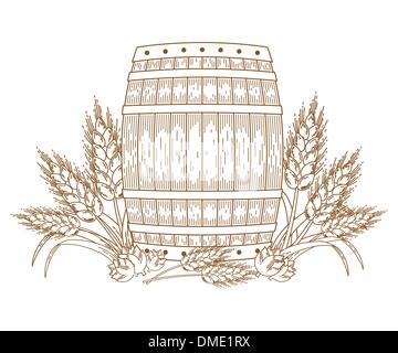 Fass mit Ähren Stock Vektor