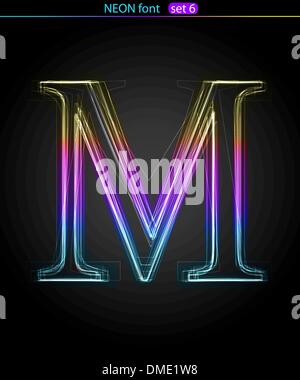Farbverlauf Neon Schrift. Brief M. Vektor Stock Vektor