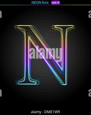 Farbverlauf Neon Schrift. Brief N. Vektor Stock Vektor