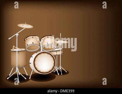 Ein schönes Schlagzeug auf dunklen braunen Hintergrund Stock Vektor