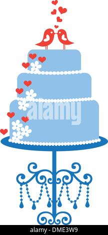 Hochzeitstorte mit Vögel, Vektor Stock Vektor