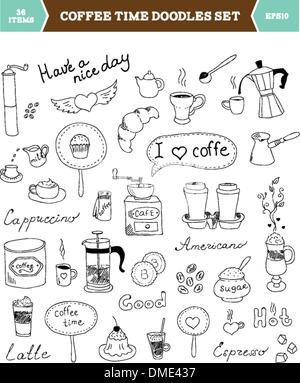 Kaffee Kritzeleien Vektor-Elemente Stock Vektor