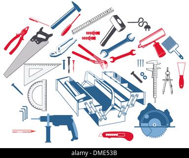 Handwerkzeuge mit toolbox Stock Vektor