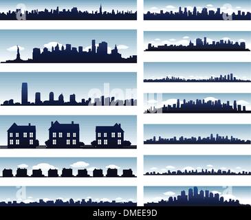 Stadt-Silhouetten Stock Vektor