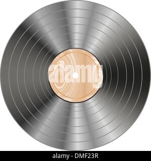 Vinyl-Platte aus Holz isoliert auf weiss Stock Vektor