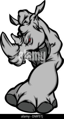 Zu Fuß Rhino-Maskottchen-Vektor-Illustration Stock Vektor