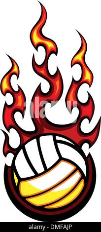 Volleyball flammenden Ball-Vektor-Illustration Stock Vektor