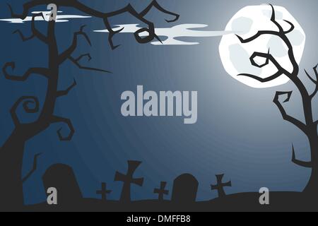 Vektor-Halloween-Illustration eines Friedhofs Nacht des Grauens Stock Vektor