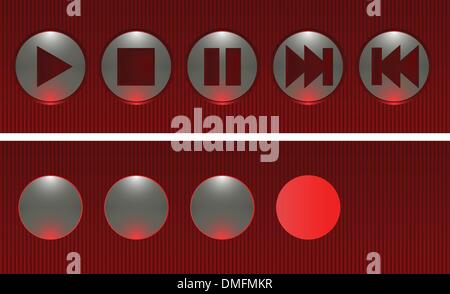Set von roten Vektor Tasten, ein- und ausschalten Stock Vektor