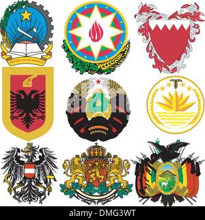 Vektor-Set von Wappen der Welt Stock Vektor