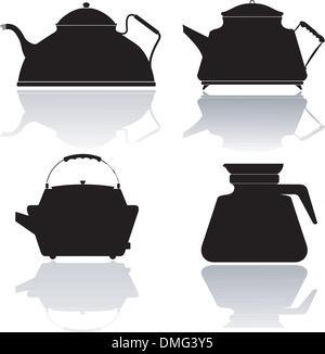 Satz von Vector Silhouetten von Teekannen Stock Vektor