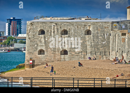 Portsmouth Round Tower besetzt ein hölzerner Turm ursprünglich die Website durch eine steinerne ersetzt Stockfoto