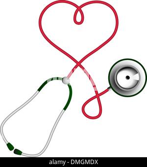 Herz-Form-Stethoskop. Kardiologie-Konzept. Stock Vektor