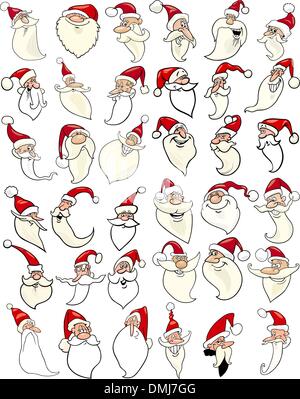 fröhlicher Weihnachtsmann Cartoon steht Symbole groß Stock Vektor