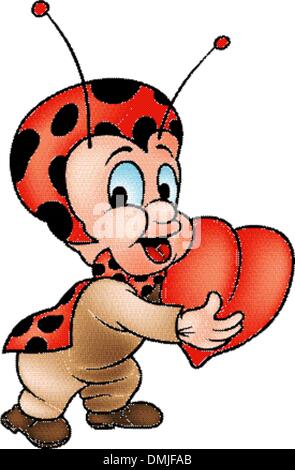 Marienkäfer und Herz Stock Vektor