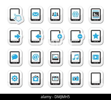 Tablet-Icons set - Medien, Einstellungen, web Stock Vektor