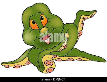 Grüne fröhliche Octopus Stock Vektor