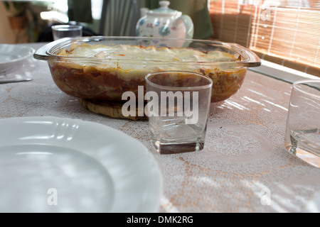 Lasagne, italienische Küche in polnischen Bedingungen. Stockfoto