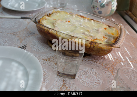 Lasagne, italienische Küche in polnischen Bedingungen. Stockfoto