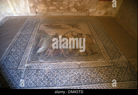 Antiken Mosaiken, römische Villa Silini, Villa Sileen, Leptis Magna Libyen Stockfoto